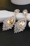 Liga da Noiva Rhinestone Tear Drop Shaped Champagne Brincos (1par)