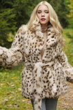 Casaco Maxi Shearling com Estampa de Leopardo com Cinto
