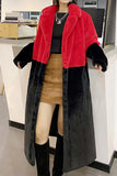 Fúcsia e Laranja Fofo Faux Fur Long Coat