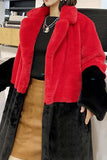 Fúcsia e Laranja Fofo Faux Fur Long Coat