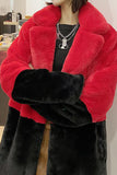 Fúcsia e Laranja Fofo Faux Fur Long Coat