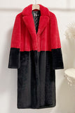 Fúcsia e Laranja Fofo Faux Fur Long Coat
