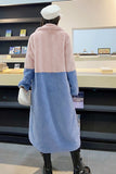 Fúcsia e Laranja Fofo Faux Fur Long Coat