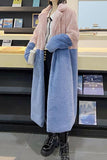 Fúcsia e Laranja Fofo Faux Fur Long Coat