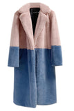 Fúcsia e Laranja Fofo Faux Fur Long Coat