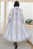 Branco Fofo Faux Fur Mangas Longas Casaco Longo