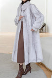 Branco Fofo Faux Fur Mangas Longas Casaco Longo