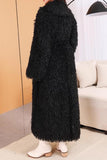 Preto Frente Aberta Faux Fur Maxi Casaco Feminino