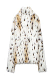 Leopardo Branco Mulheres inverno Faux Fur Casaco