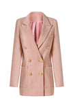 Pink Notched Lapela Double Breasted Blazer Feminino