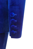 Royal Blue Velvet Single Button Ternos Femininos