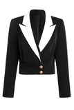 Blazer Feminino Curto de Lapela Preto