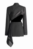 Black Peak Lapela Cut-out Blazer Feminino