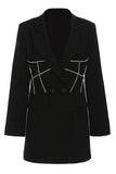 Black Peak Lapela Mulheres Blazer com Missangas