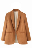 Casual Camel Shawl Lapela Frente Aberta Mulheres Blazer