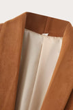 Casual Camel Shawl Lapela Frente Aberta Mulheres Blazer