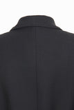 Xale Preto Lapela Duplo Peito Mulheres Longas Blazer com Cinto