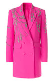 Sparkly Fuchsia Xale Lapela Mulheres Blazer