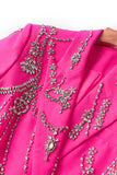 Sparkly Fuchsia Xale Lapela Mulheres Blazer