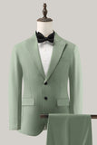 Cinzento Verde 2 Peças Pico Lapela Single Breasted Masculino Prom Suits