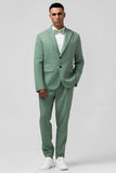 Cinzento Verde Pico Lapela Peito Único 2 Peças Homens Prom Suits