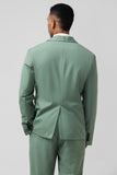 Cinzento Verde Pico Lapela Peito Único 2 Peças Homens Prom Suits