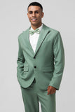 Cinzento Verde Pico Lapela Peito Único 2 Peças Homens Prom Suits