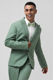 Cinzento Verde Pico Lapela Peito Único 2 Peças Homens Prom Suits