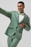 Cinzento Verde Pico Lapela Peito Único 2 Peças Homens Prom Suits