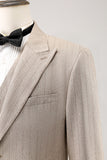 Ivory Peak Lapel Pinstripe Single Breasted 3 peças ternos de baile de formatura masculino