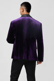 Roxo Escuro Xale Lapela Um Botão Masculino Prom Blazer