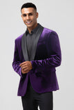 Roxo Escuro Xale Lapela Um Botão Masculino Prom Blazer