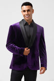 Roxo Escuro Xale Lapela Um Botão Masculino Prom Blazer