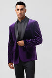 Roxo Escuro Xale Lapela Um Botão Masculino Prom Blazer