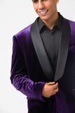 Roxo Escuro Xale Lapela Um Botão Masculino Prom Blazer