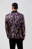 Glitter Purple Padrão Impresso Notched Lapela Blazer Masculino