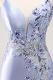 Sparkly Blue Sequined Floral Tight Short Homecoming Dress com Missangas