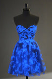 Blue A Line Espaghetti Correias Corset Glow In The Dark Homecoming Dresses