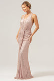 Glitter Blush Sereia Halter Backless Long Prom Dress