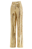 Cintilante Golden Lapel Sequins Mulheres Ternos de Festa