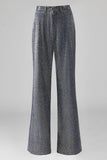Cinzento Azul V-Neck Single Button Ternos Femininos