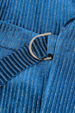 Pavão Blue Stripes Notched Lapela 2 Peças Ternos com Cinto