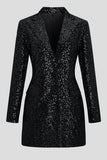 Sparkly Sequins Preto Mangas Longas Blazer