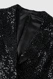 Sparkly Sequins Preto Mangas Longas Blazer