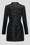 Sparkly Sequins Preto Mangas Longas Blazer