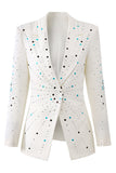 Blazer de Lapela Sparkly White Peak com Missangas