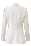 Blazer de Lapela Sparkly White Peak com Missangas