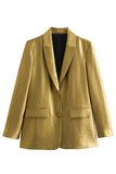 Golden Oversize Pico Lapela Single Breasted Blazer