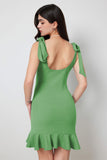 Green Short Bodycon vestido de festa com babados