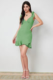 Green Short Bodycon vestido de festa com babados